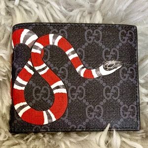 Gucci Kingsnake Print Gg Supreme Wallet 